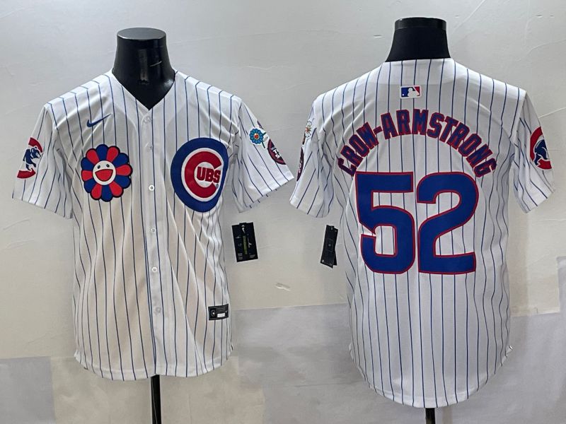 Men Chicago Cubs 52 Crow-Armstrong White Stripe Flower Edition 2025 Nike MLB Jersey style 2